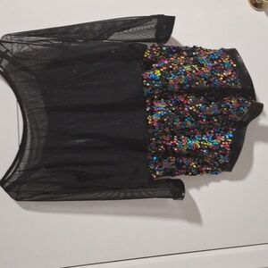 A Wish Come True Black Sheer Top with Colorful Sequin Shorts